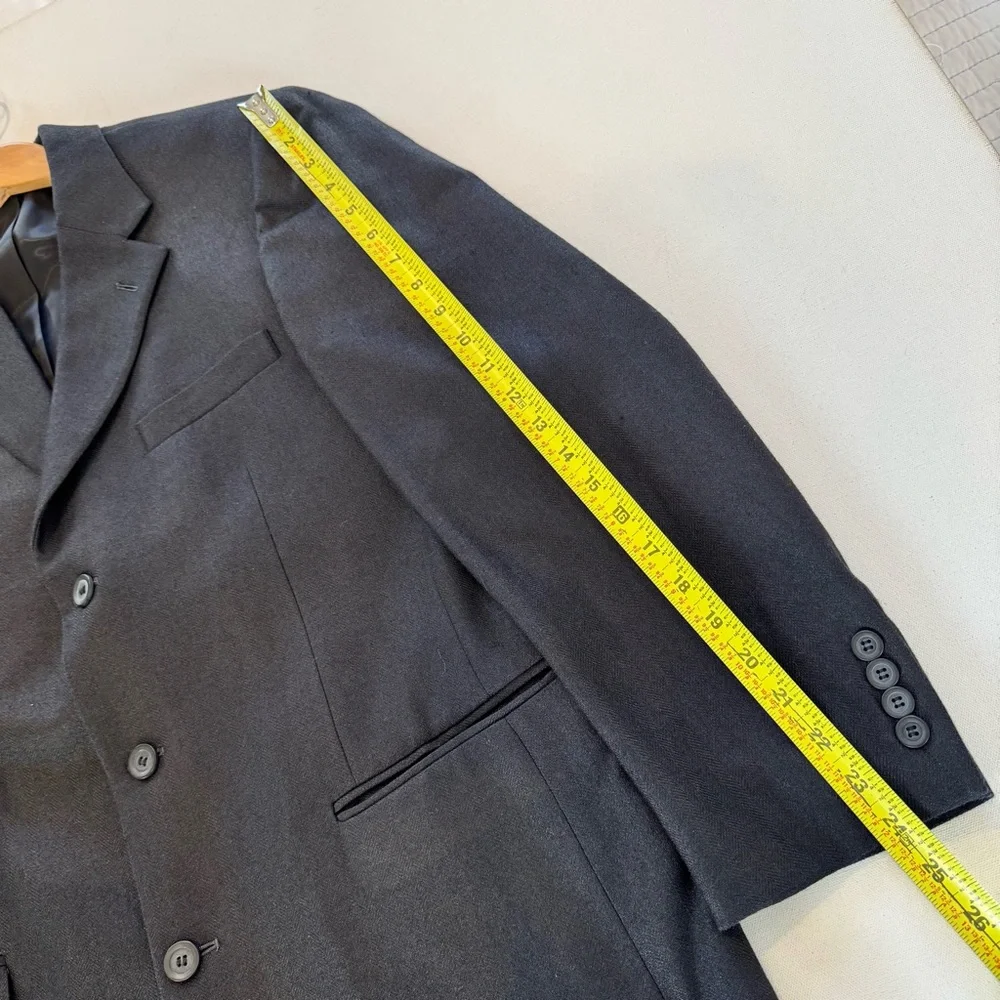 Chereskin Mens 40R Sports Coat Black 2-Button 100% Silk Blazer Jacket